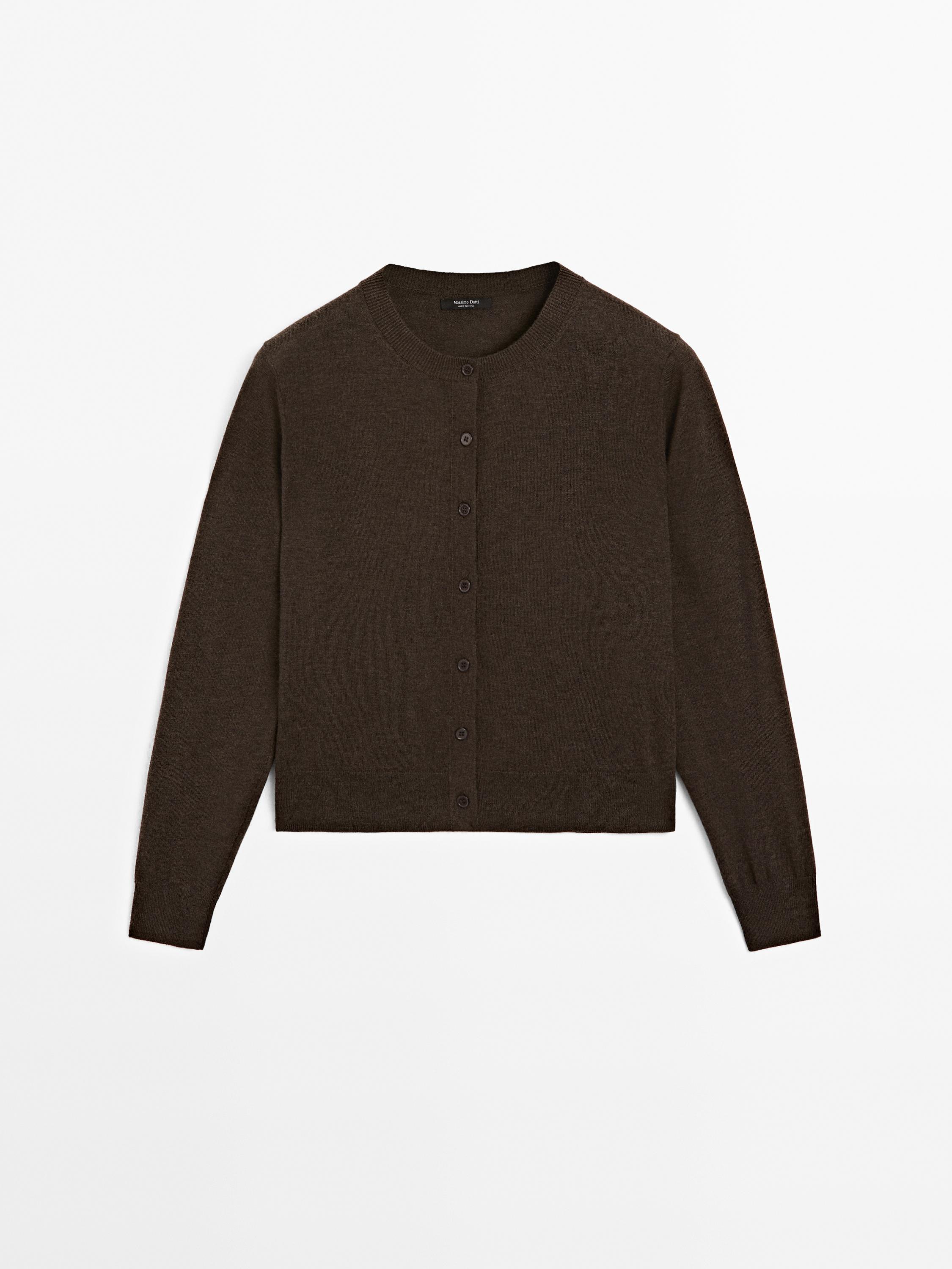 Cardigan laine à col rond
