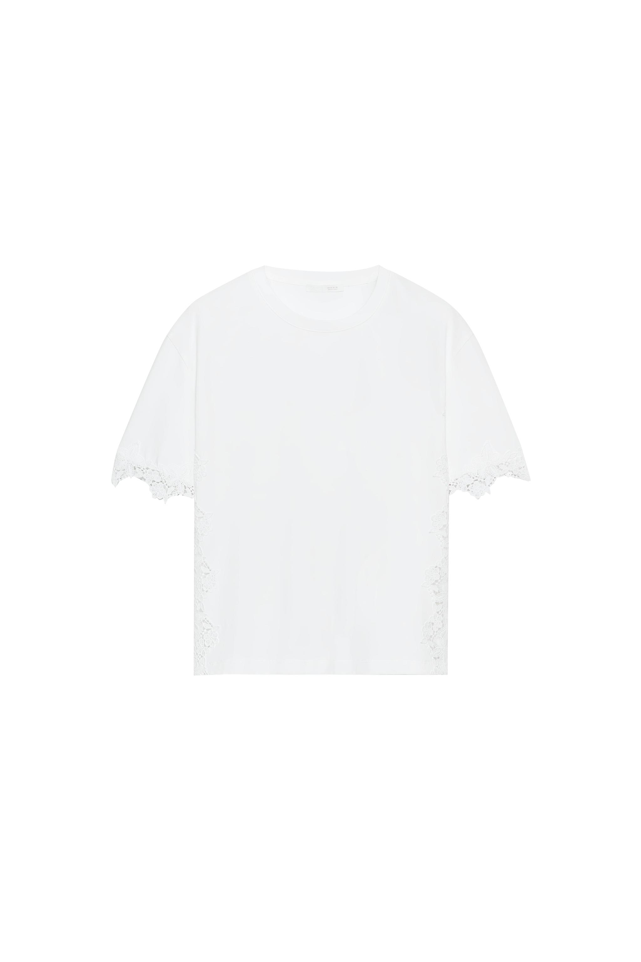 SHORT SLEEVE LACE T-SHIRT - White | ZARA United States