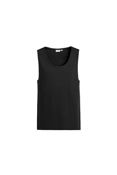 TANKTOP REGULAR FIT RIB - Zwart van Zara