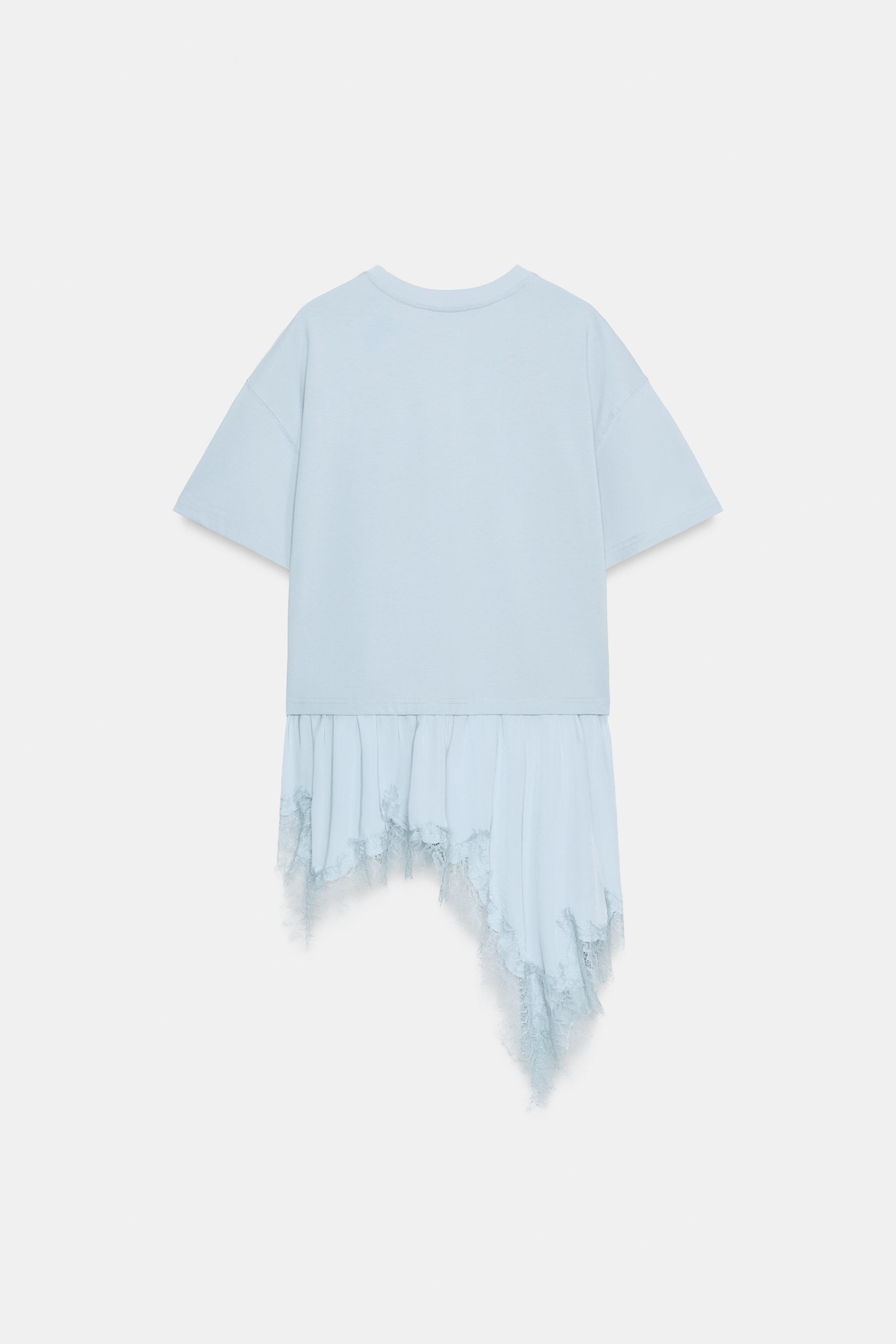 T-SHIRT EN MATIÈRES VARIÉES DENTELLE