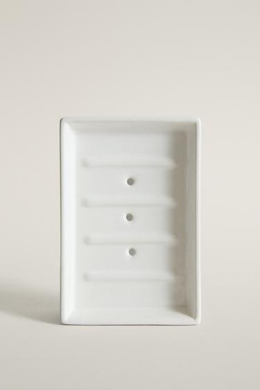 WHITE EARTHENWARE SOAP DISH — White 1