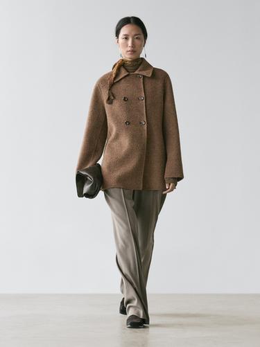 Zara Double-breasted wool blend coat - Black gold - Image 0