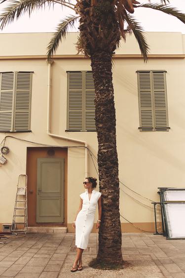 Zara PIQUÉ SHIRT DRESS - Oyster-white