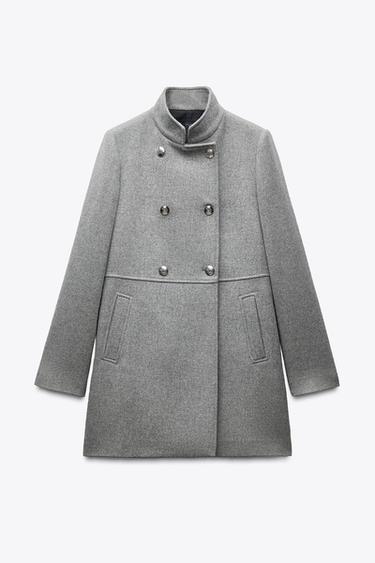 WOOL DOUBLE-BREASTED COAT - Grey by Zara