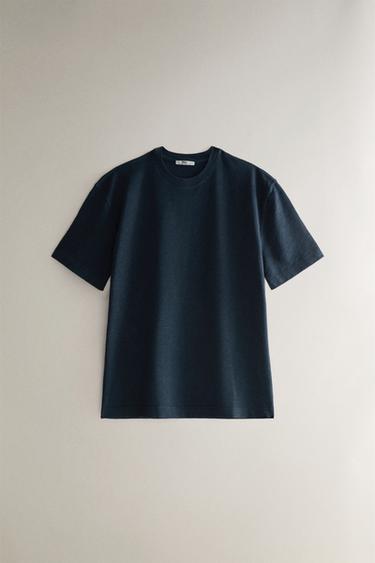 SHORT SLEEVE COTTON T-SHIRT - Blue by Zara - Image 0