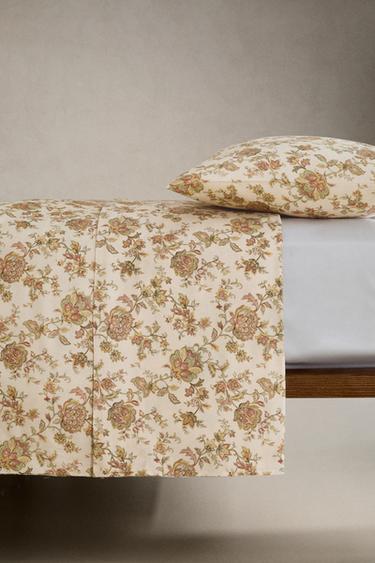 SATEEN FLORAL DUVET COVER - Beige by Zara - Image 2