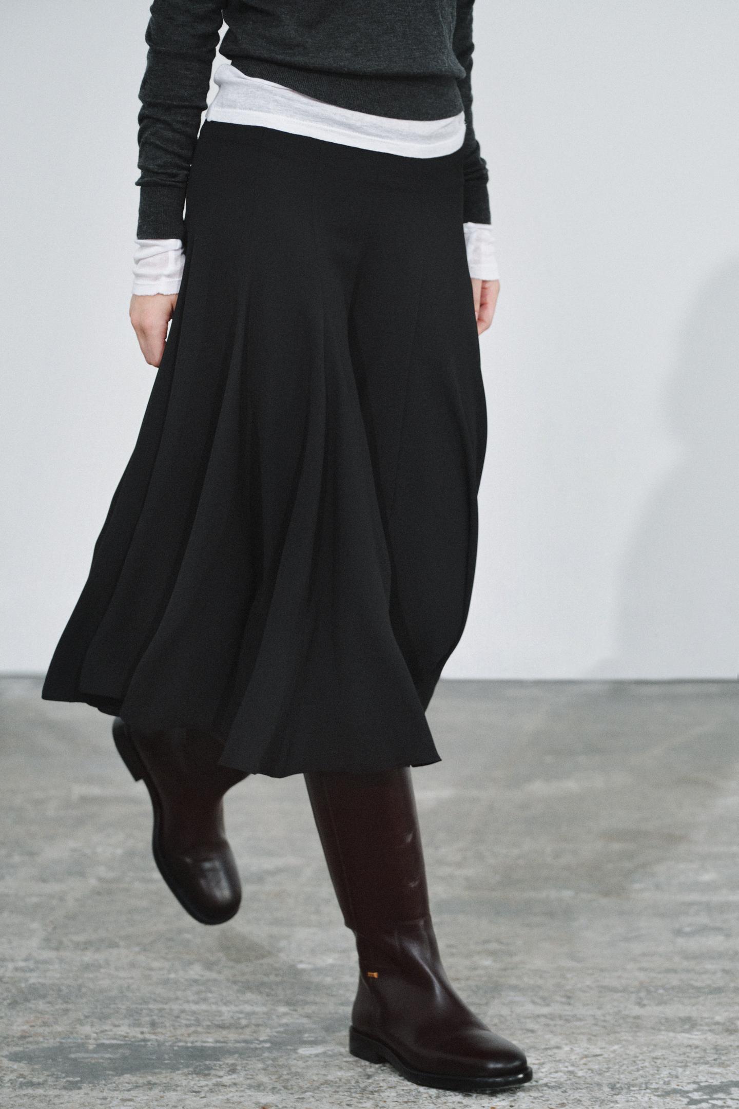 Женская юбка Zara ZW Collection MIDI Volume, цвет: Чёрный — фото 4