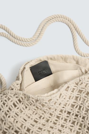 SAC PORTÉ ÉPAULE MACRAMÉ - Marron sable de Zara - Image 7