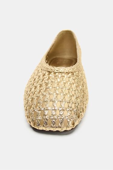 BALLERINES EFFET TRESSÉ MÉTALLISÉES - Or de Zara - Image 5