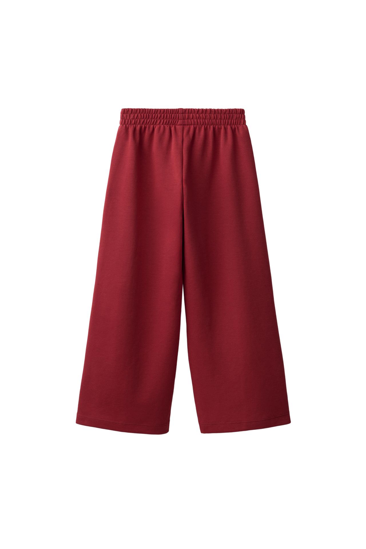 INTERLOCK WIDE LEG PANTS — Red