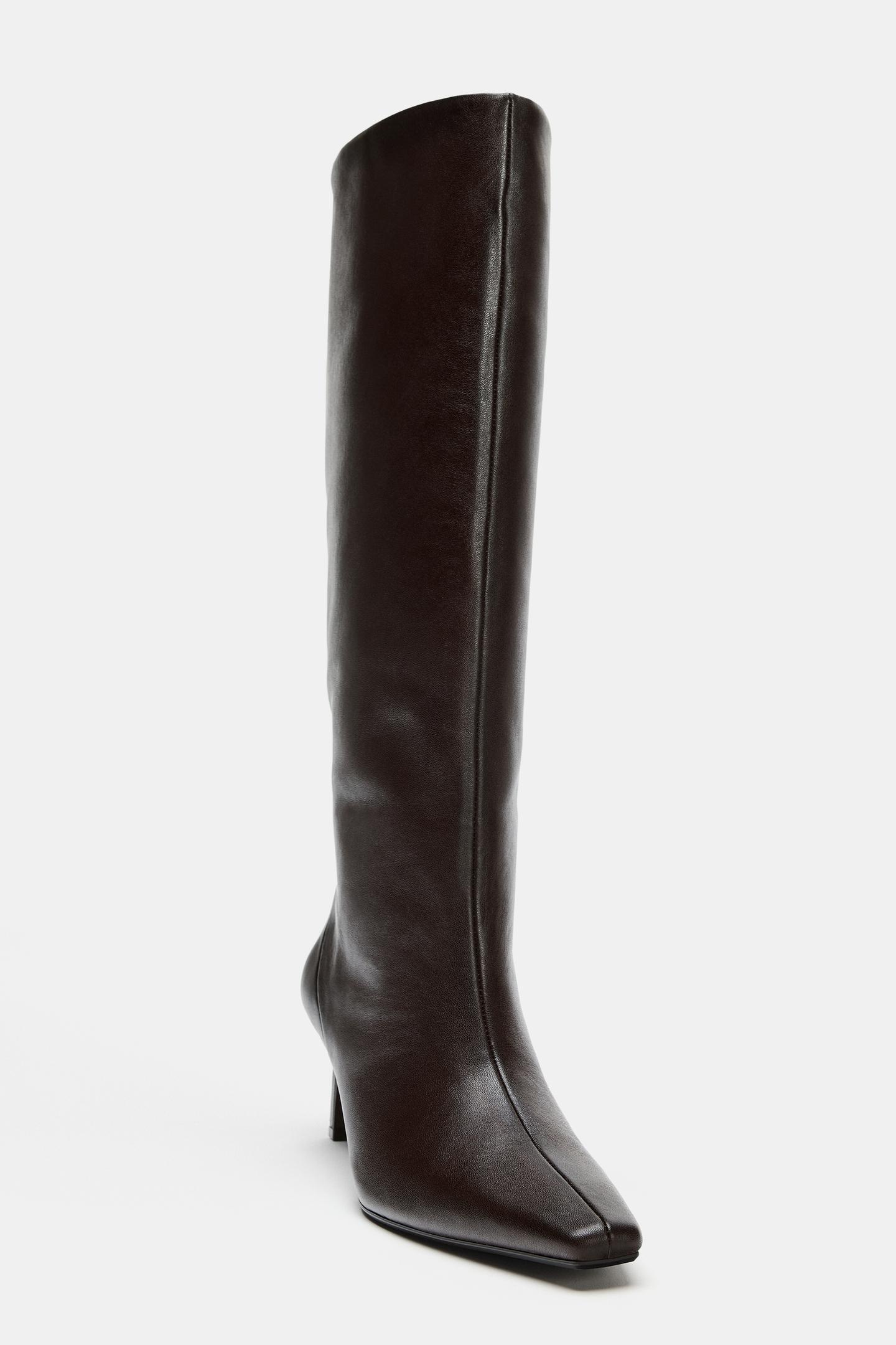 Женские ботинки Zara Leather Heeled, цвет: Коричневый — фото 3