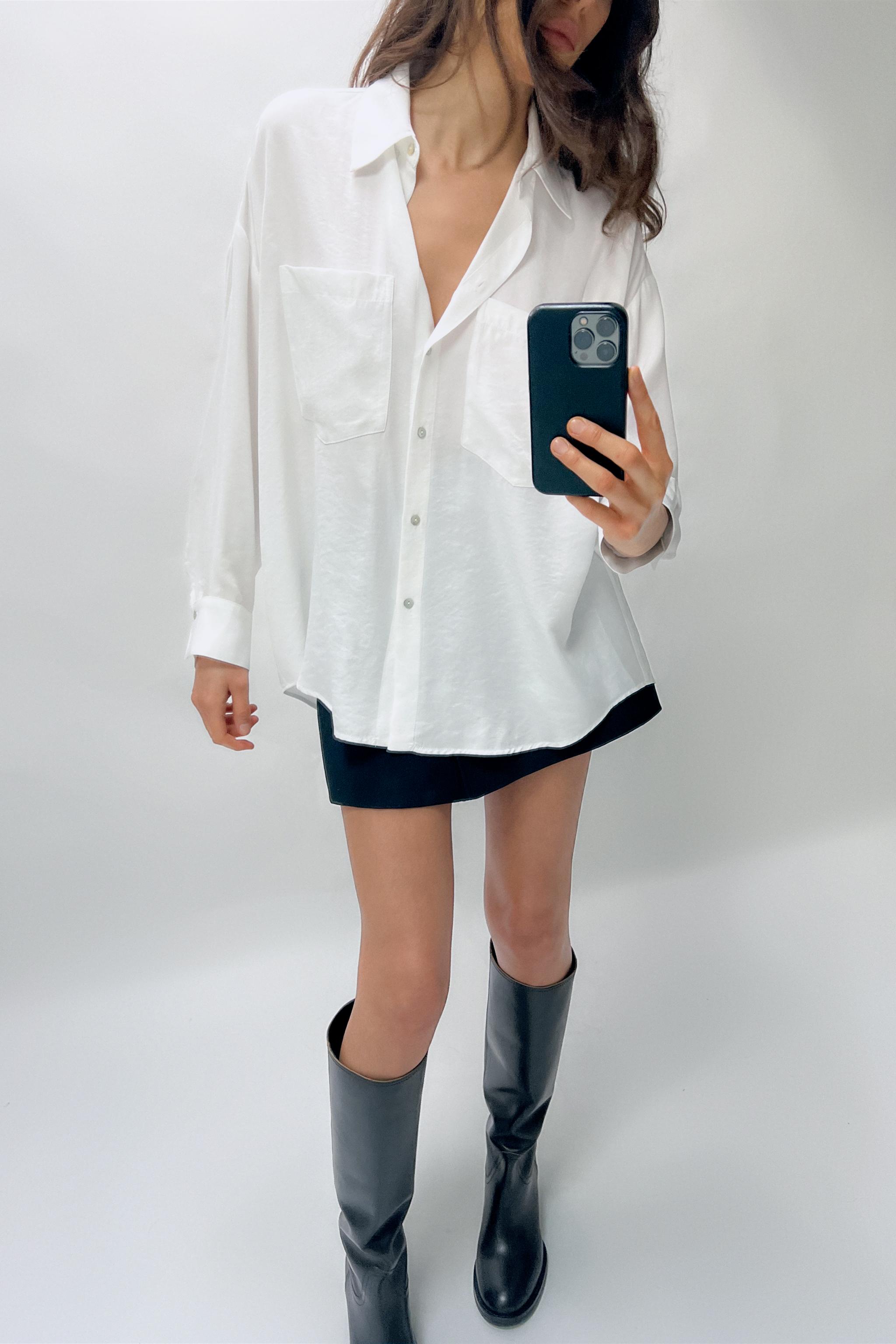 CAMISA DE POPELINA OVERSIZE COM TACHAS - Branco