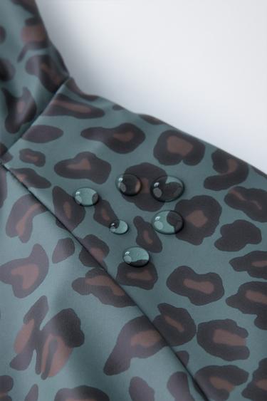 RUBBERISED ANIMAL PRINT WATER-RESISTANT RAINCOAT - Petrol blue by Zara - Image 7