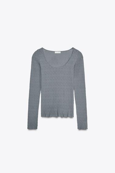 TOP SEAMLES ENCAJE - Gris oscuro de Zara