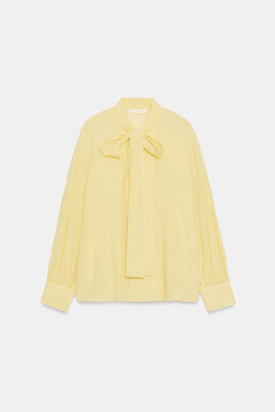 CAMISA LAZADA RAYAS ZW COLLECTION - Amarillo de Zara - Imagen 0