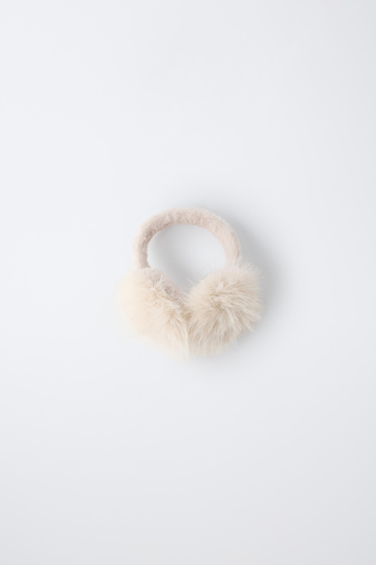 Детские головные уборы Zara Foldable Faux Fur Earmuffs, цвет: Бежевый — фото 2