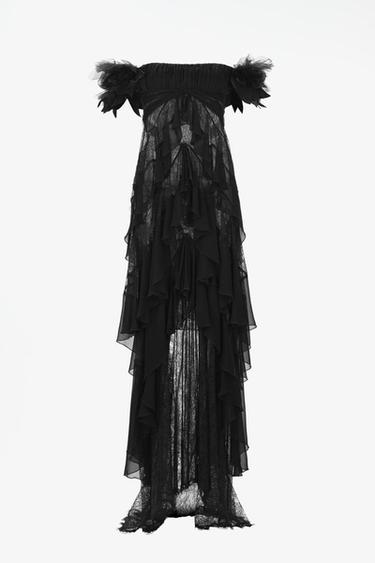 LIMITED EDITION LACE RUFFLE MAXI DRESS — Black 1