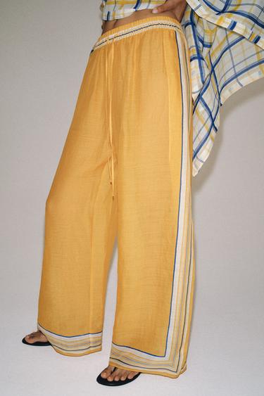 ZW COLLECTION 100% RAMIE STRIPED TROUSERS - Printed by Zara - Image 1
