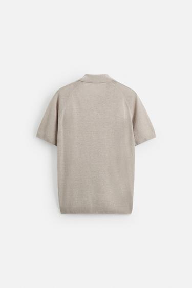 LINEN KNIT POLO SHIRT - Sand by Zara - Image 7