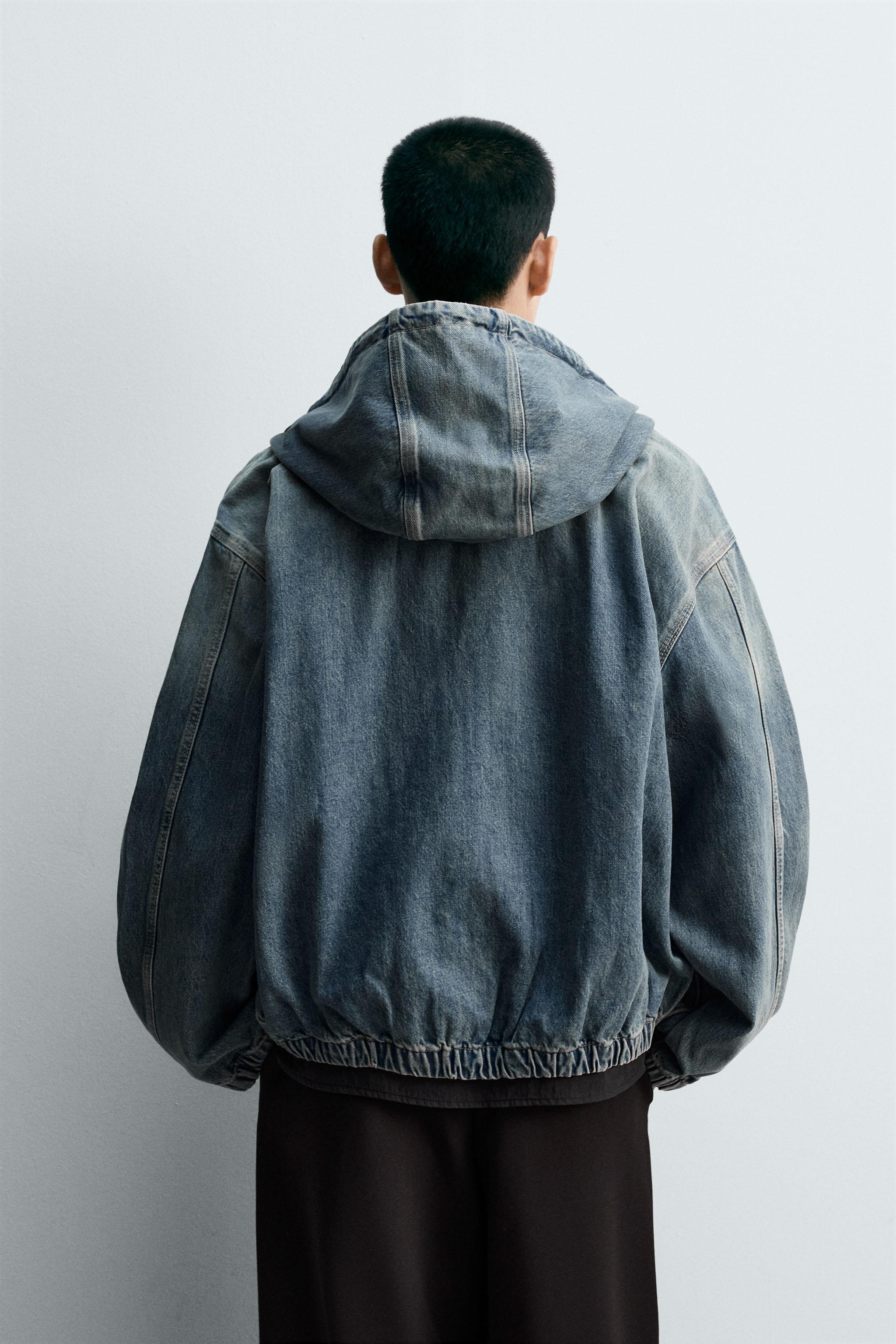 ZARAザラ⭐ウォッシュドフード付きジャケット【新品未使用】Ｌ/完売品 ZARA】ウォッシュドフード付きジャケット 1538/427/626 (ZARA