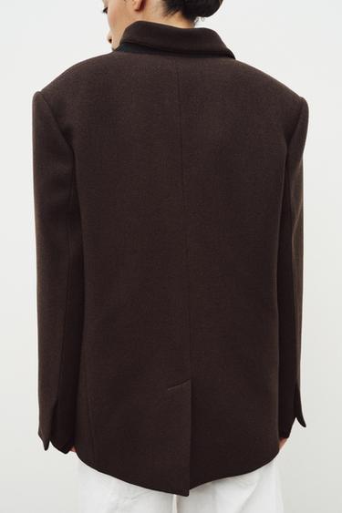 OVERSIZE WOOL BLAZER ZW COLLECTION - Chocolate by Zara - Image 2