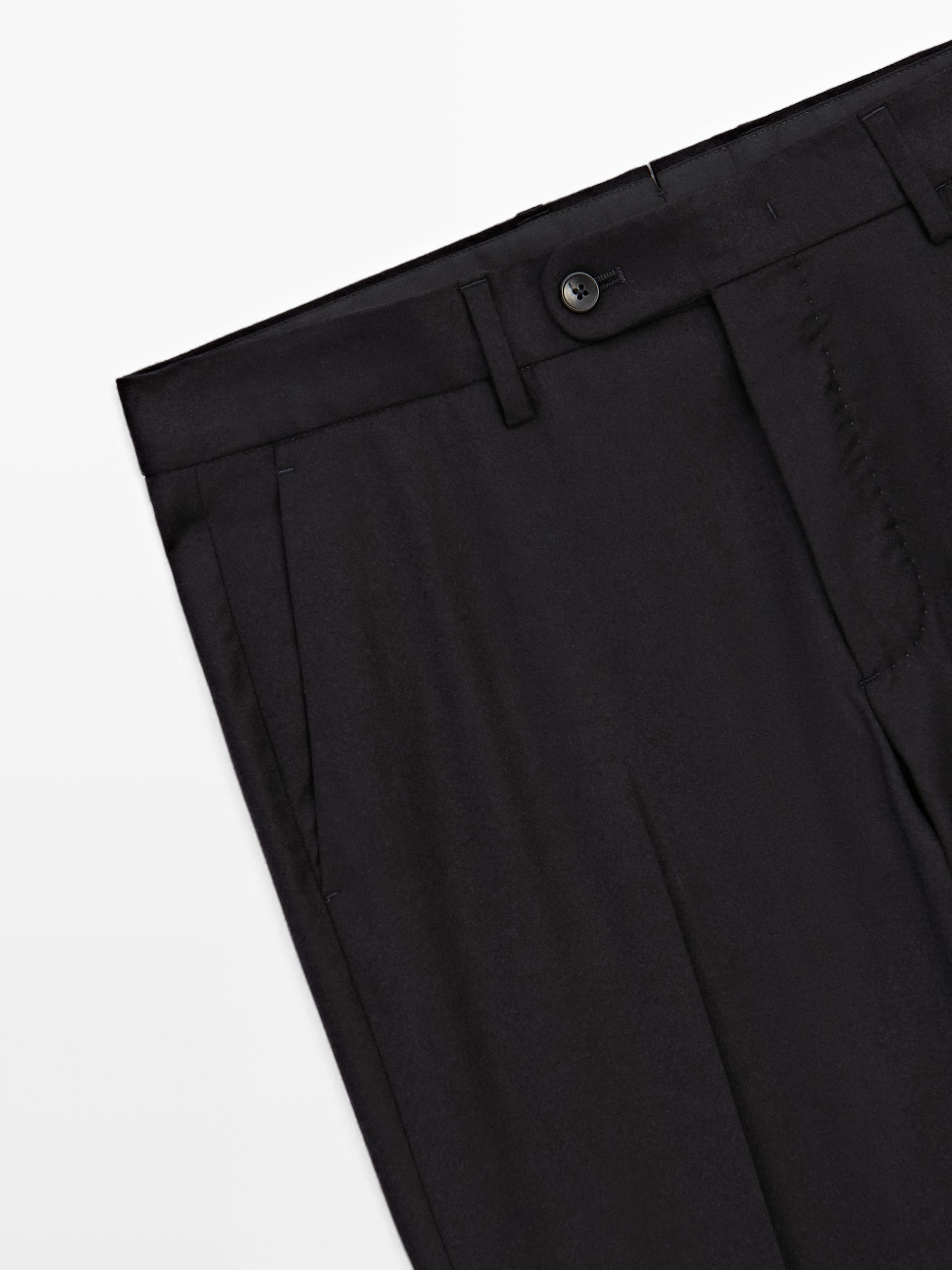 Wool blend flannel suit trousers