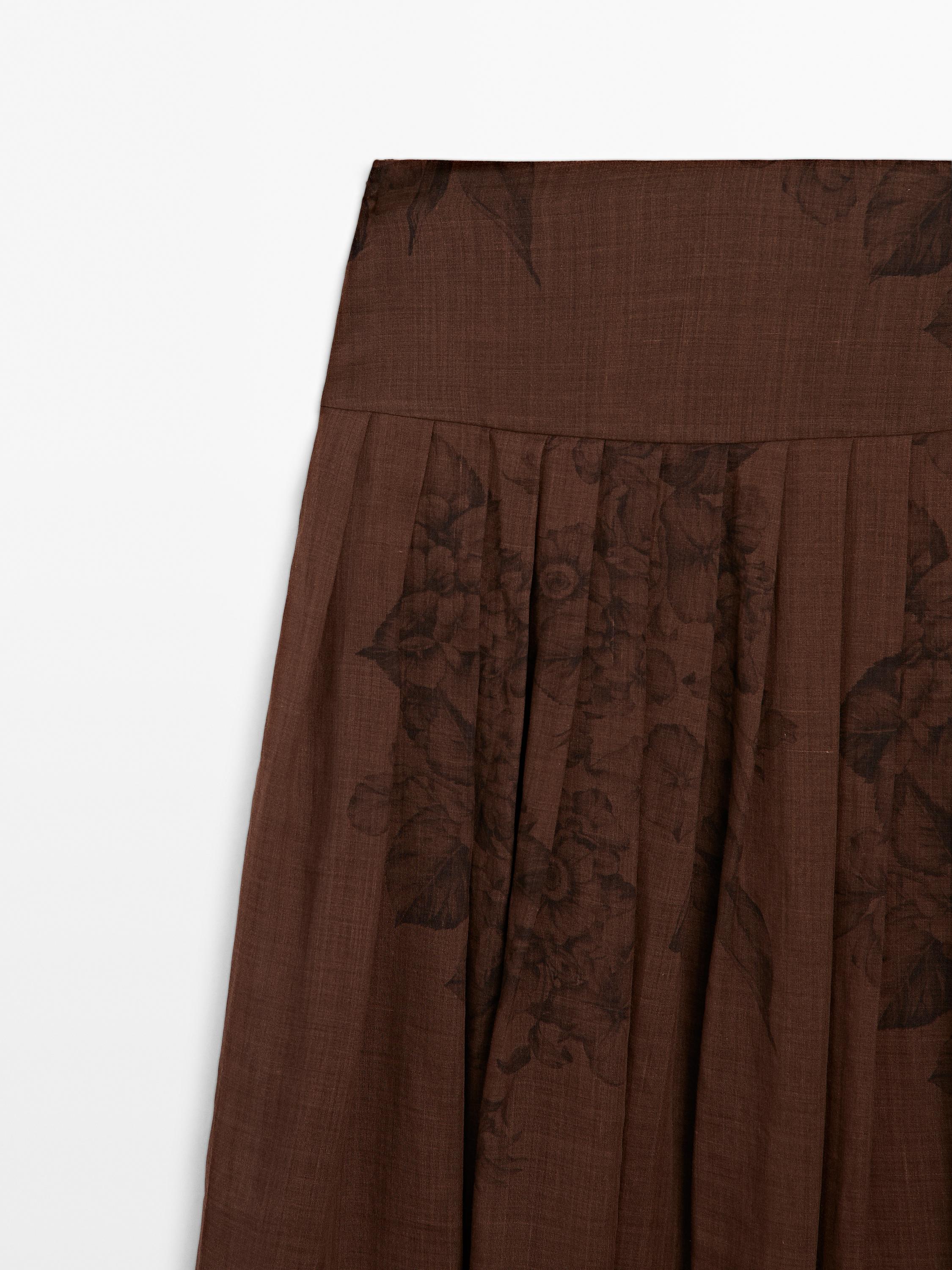 Jupe midi ample imprimé fleurs