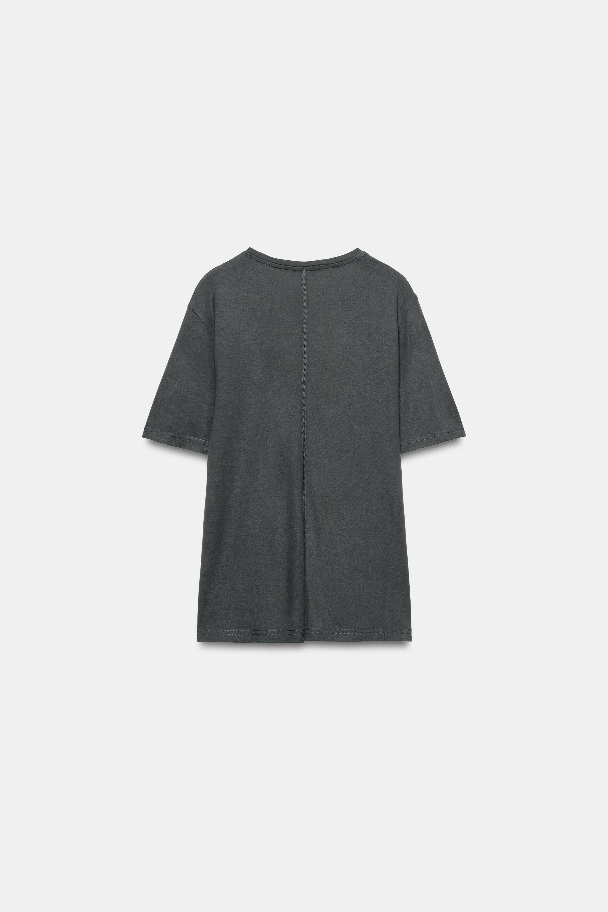 V YAKA DÖKÜMLÜ T-SHIRT - Görsel 8