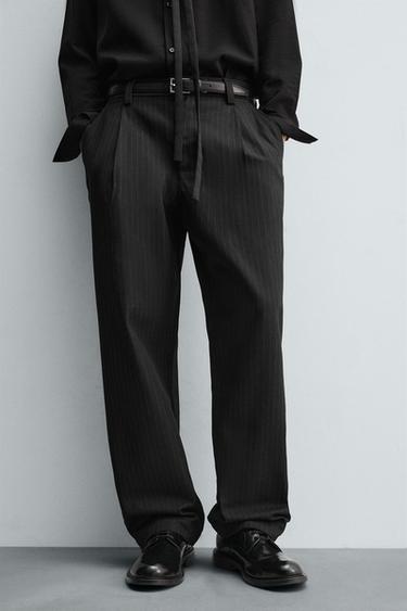 STRIPED TEXTURED CHINO TROUSERS - Blue by Zara - Image 4
