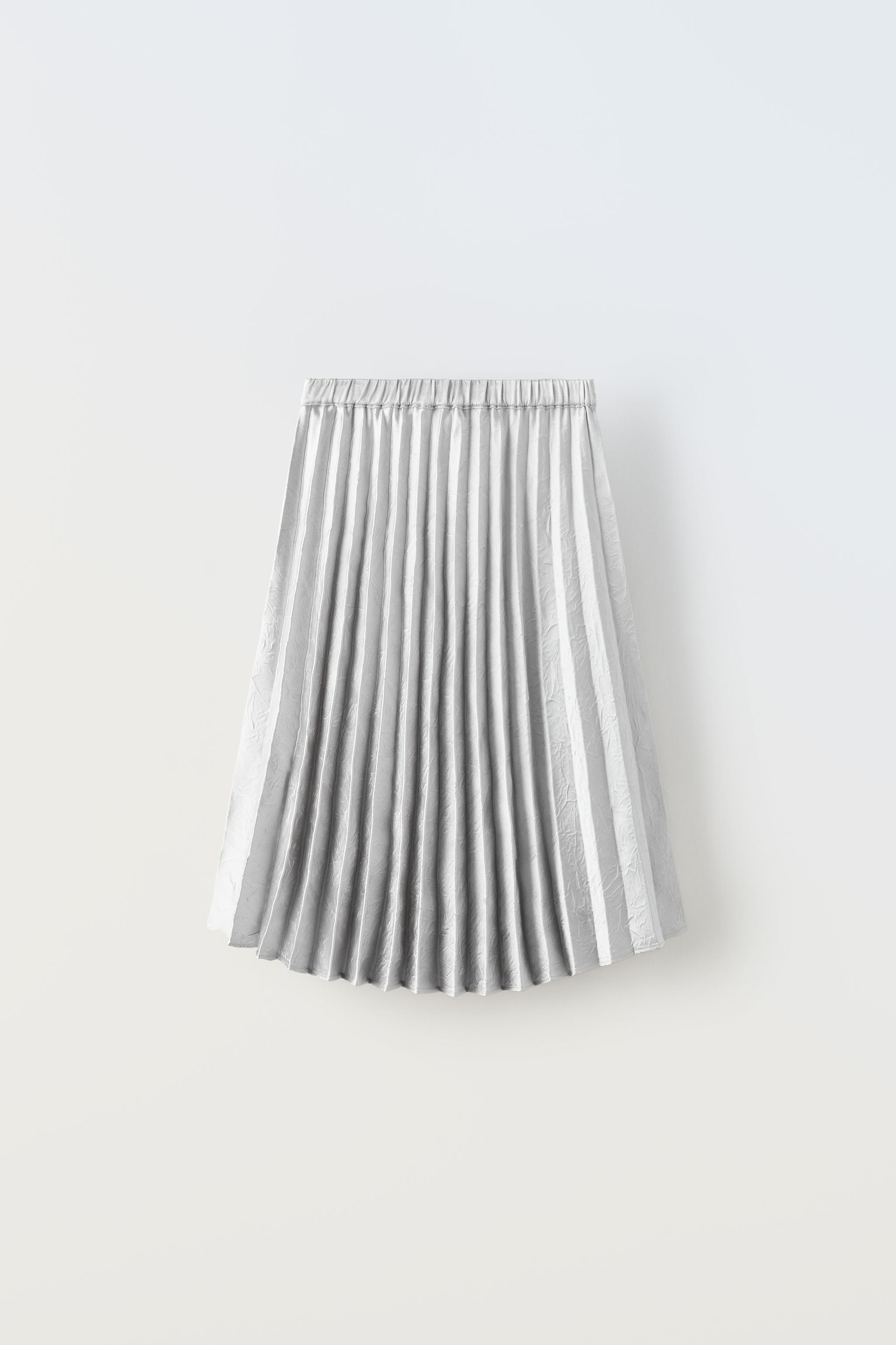 Silver pleated 2025 skirt zara