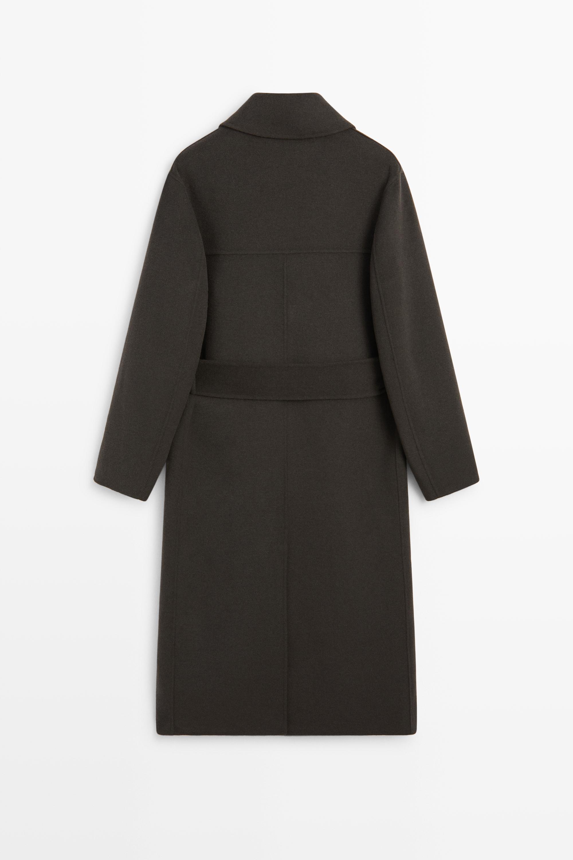 Manteau long croisé détail ceinture