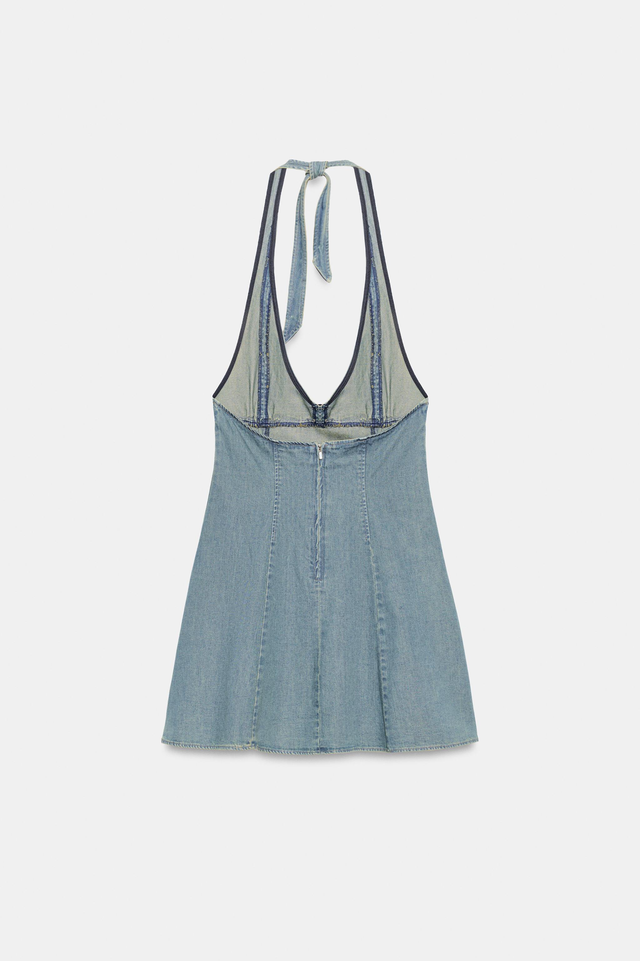 Zara Halter Yaka Mini Elbise görsel 6