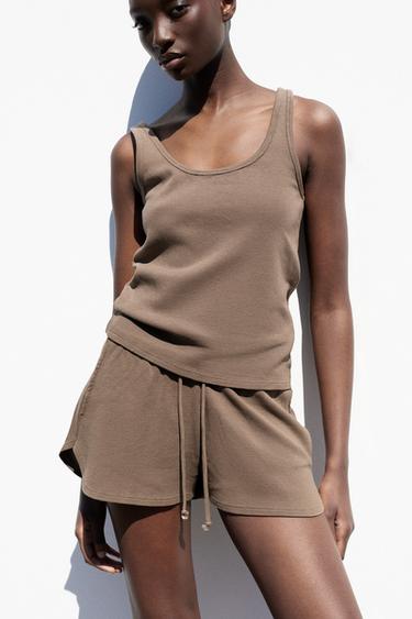SHORT EFFET DÉLAVÉ - Marron / Taupe de Zara - Image 1