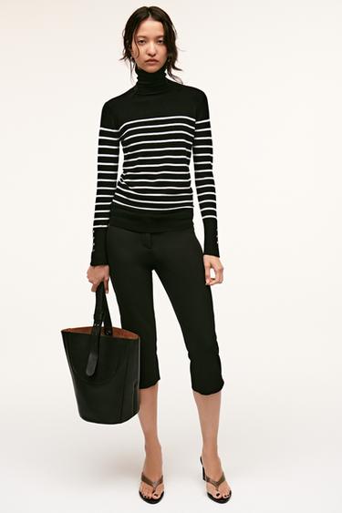 BASIC HIGH NECK KNIT SWEATER - striped by Zara - Image 0