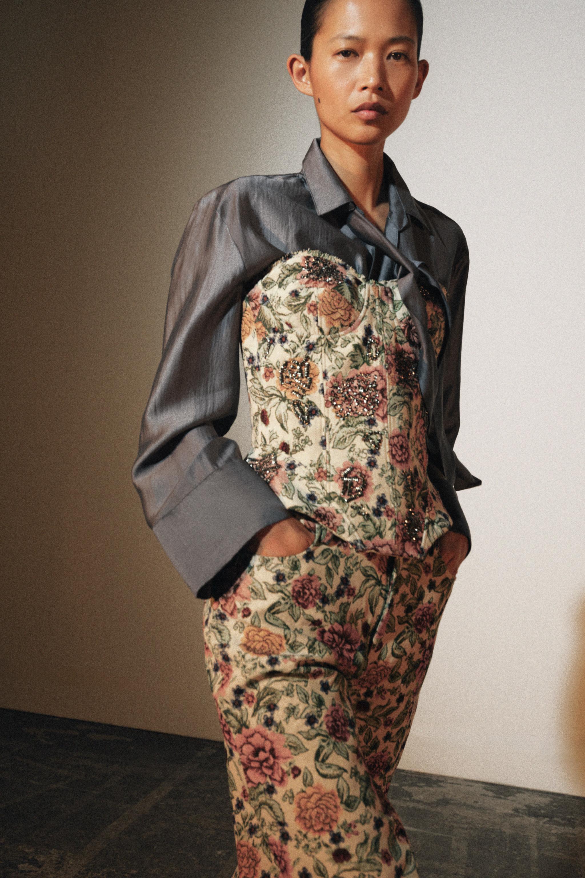 ZW COLLECTION JACQUARD FLORAL PANTS