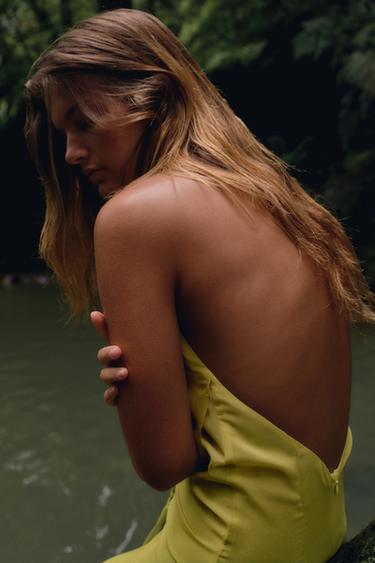 ROBE LONGUE NŒUD IMPRIMÉ - Verts de Zara - Image 2