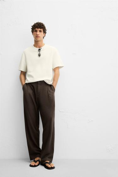 PANTALON FLUIDE À PLIS - Marron de Zara - Image 5