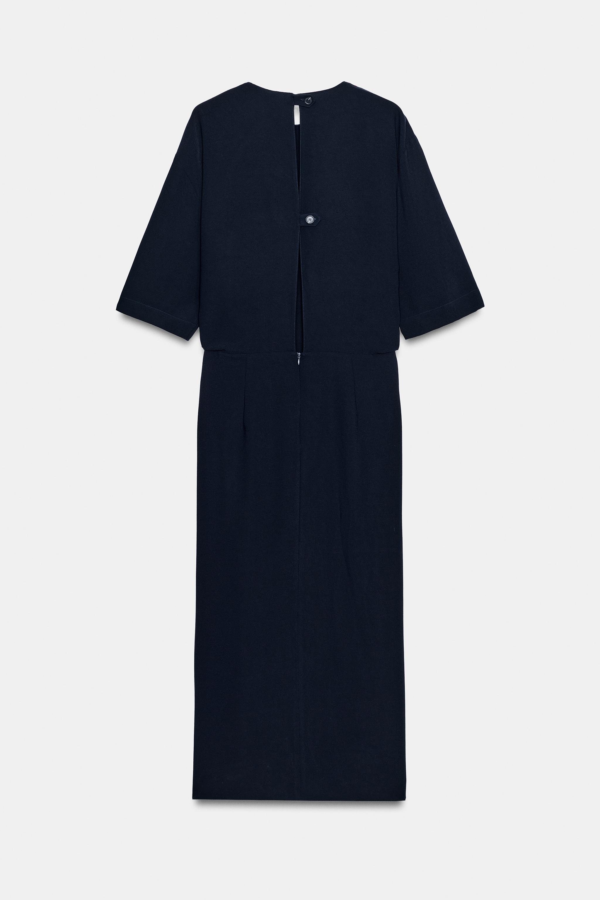 ZW COLLECTION DRAPED MIDI DRESS - Navy blue | ZARA United States