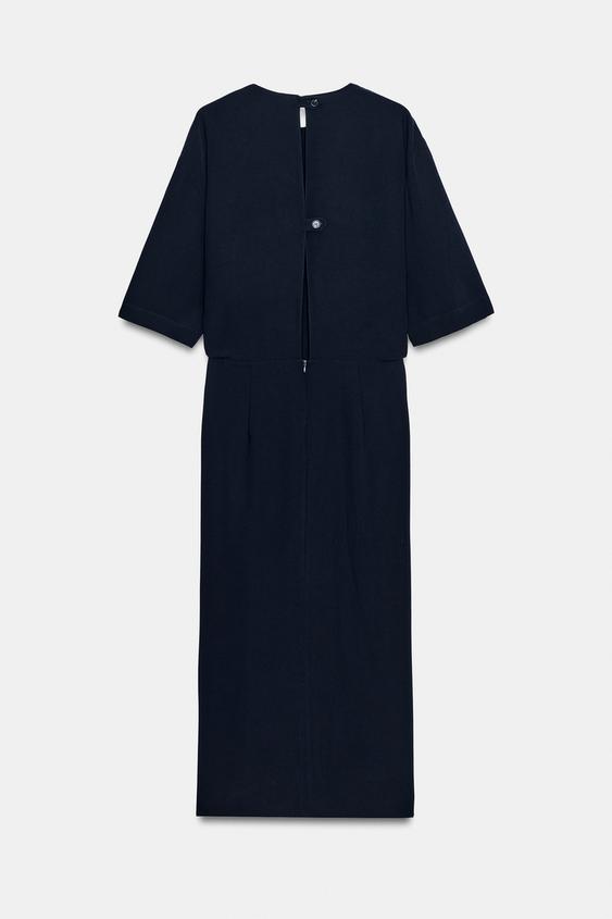 zara navy blue midi dress ZARA LACE MIDI DRESS NAVY BLUE