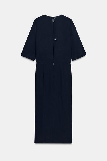 ZW COLLECTION DRAPED MIDI DRESS - Navy blue by Zara - Image 8