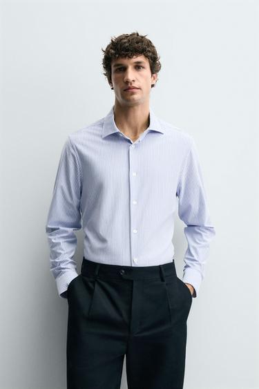 REGULAR FIT SHIRT - Blue/White by Zara