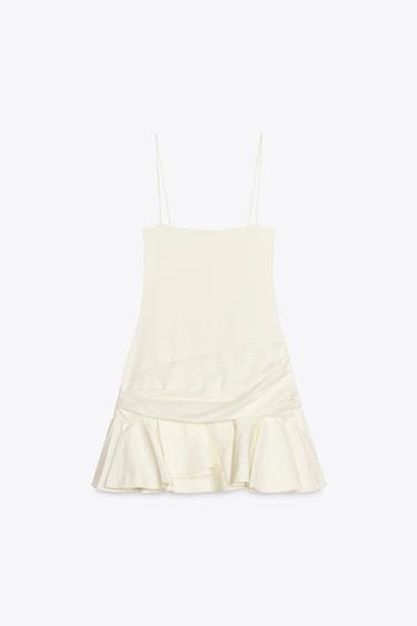 VOLUMINOUS COMBINED SHORT DRESS - Ecru by Zara - Image 4