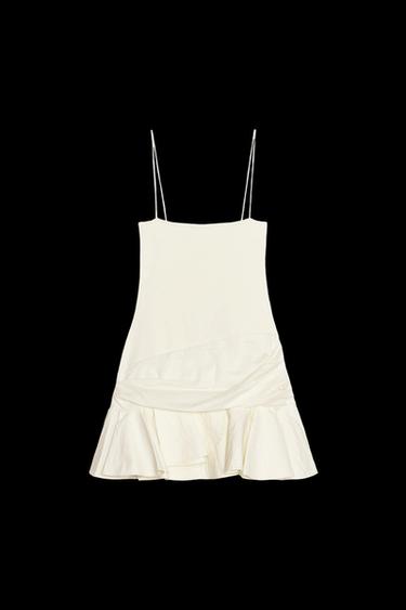 Zara SHORT COMBINATION VOLUME DRESS - Ecru - Image 0