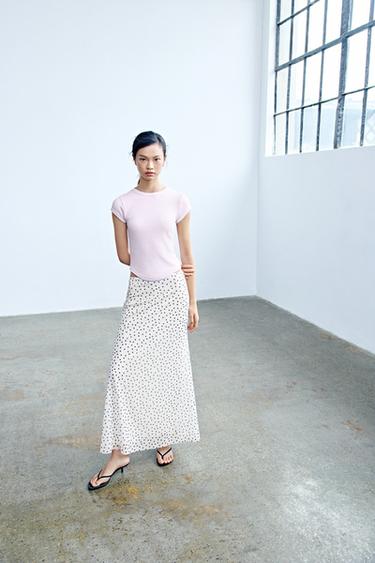 Zara 圓點印花薄紗長裙 - 白色 / 黑色
