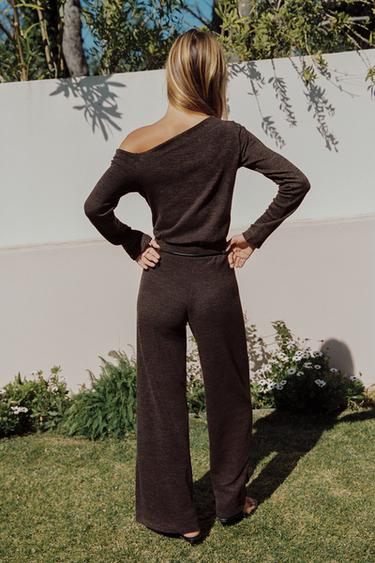 PIQUÉ TROUSERS WITH BELT - Dark brown by Zara - Image 2