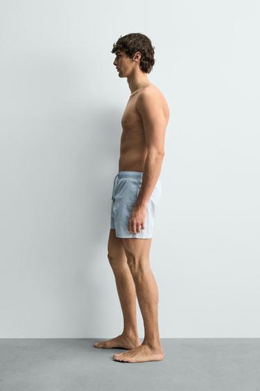 MAILLOT DE BAIN MI-LONG À RAYURES - Bleu ciel de Zara - Image 3