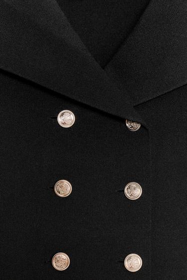 DOUBLE-BREASTED CROPPED KNIT JACKET - Black by Zara - Image 6