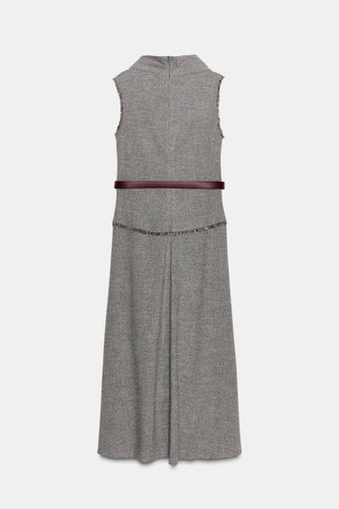 ROBE MI-LONGUE STRUCTURÉE CEINTURE - Sable de Zara - Image 7