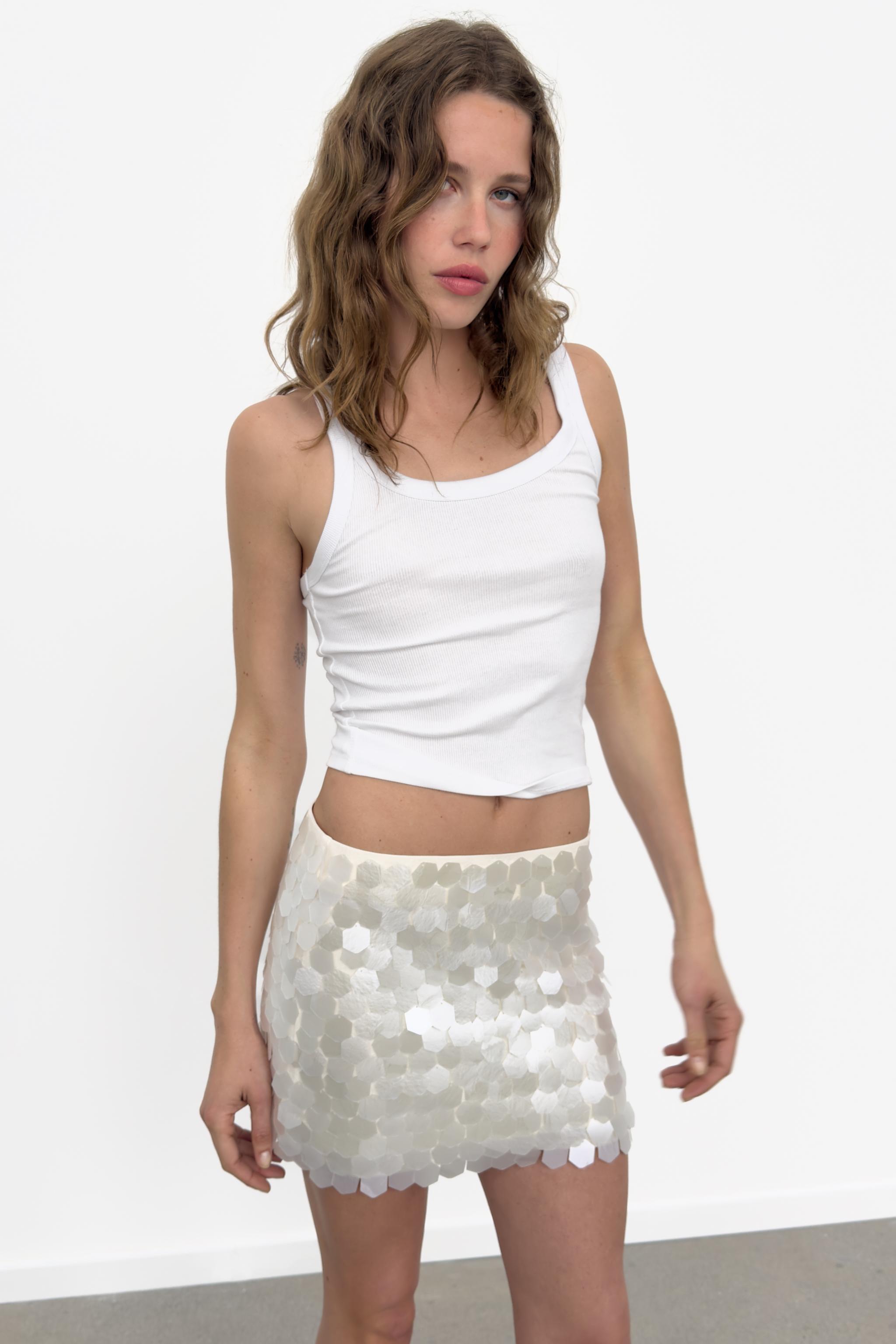 SEQUIN MINI SKIRT - Oyster-white | ZARA United States