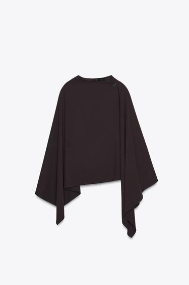 Zara Şarap rengi - ASİMETRİK DÜĞMELİ PELERİN